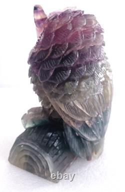 5.2'' Natural Fluorite Carved Crystal Owl Skull, Super Realistic, Crystal Healing