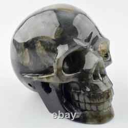 5.2 Natural Labradorite Skull, Super Realistic Hand Statue Reiki Healing