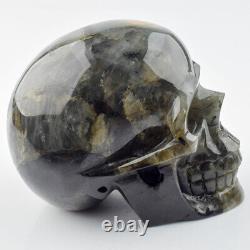 5.2 Natural Labradorite Skull, Super Realistic Hand Statue Reiki Healing