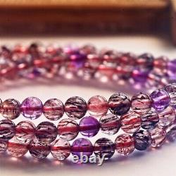 5.2mm Natural Brazil Super Seven 7 Melody Amethyst Crystal Round Beads Bracelet