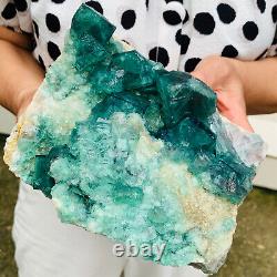 5.48LB Natural super beautiful green fluorite crystal mineral healing specimens