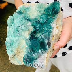 5.48LB Natural super beautiful green fluorite crystal mineral healing specimens