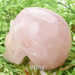 5.4'' Natural Rose quartz Carved Crystal Skull, Crystal Healing, Super Realistic