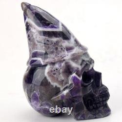 5.5'' High Natural Dream Chevron AMETHYST Carved Crystal Skull, Super Realistic