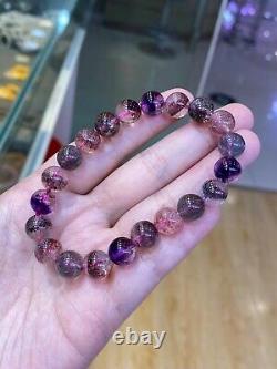 5.5mm Natural Brazil Super Seven 7 Melody Amethyst Crystal Round Beads Bracelet