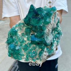 5.89LB Natural super beautiful green fluorite crystal ore standard sampleAS984