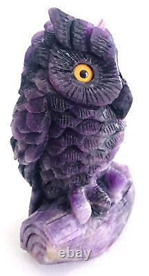 5.8'' Natural Fluorite Carved Crystal Owl Skull, Super Realistic, Crystal Healing
