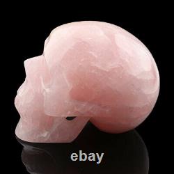 5.9'' Natural Rose quartz Carved Crystal Skull, Crystal Healing, Super Realistic