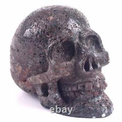 6.6'' Natural Lava Stone Carved Crystal Skull, Super Realistic, Reiki Healing