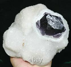 6.75lb Natural Super Large Cube Violet Fluorite Crystal Cluster Mineral Specimen