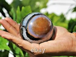 75mm Super Natural Stone Healing Energy Crystal Stone Black Sulemani Akik Sphere