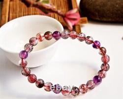 7.2mm Natural Brazil Super Seven 7 Melody Amethyst Crystal Round Beads Bracelet