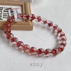 7.5mm Natural Super Seven Crystal Gold Strawberry Round Bead bracelet