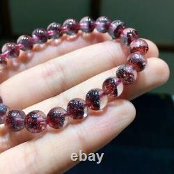 7.8mm Genuine Natural Red Super 7 Seven lepidocrocite Quartz Beads Bracelet