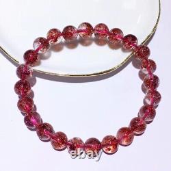 7.8mm Real Natural Red Strawberry 7 Seven Super Fine Iron Ore The Bead Bracelet