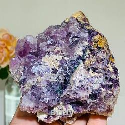 870g Natural Super Beautiful Purple Fluorite Quartz Crystal Mineral Specimen