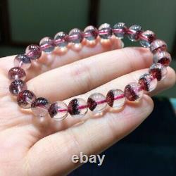 8.2mm Genuine Natural Red Super 7 Seven lepidocrocite Quartz Beads Bracelet