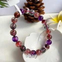 8mm Natural Purple Super 7 Purple Hair Rutilated Crystal Beads Bracelet AAA
