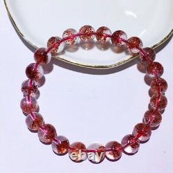 8mm Real Natural Red Strawberry 7 Seven Super Fine Iron Ore The Bead Bracelet
