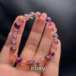 8mm TOP Natural Clear Super 7 Crystal Rutilated Melody Stone Hair Beads Bracelet