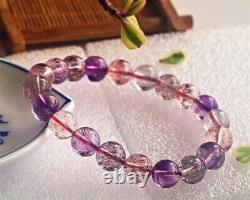 9.8mm Natural Brazil Super Seven 7 Melody Amethyst Crystal Round Beads Bracelet