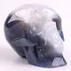 Amazing 5.5 Grey & White AGATE GEODE Carved Crystal Skull, Super Realistic