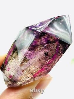 Collection diamond! Amethyst Super Seven crystal w. 2 move water drops Enhydro 44g