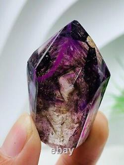 Collection diamond! Amethyst Super Seven crystal w. 2 move water drops Enhydro 44g