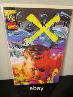 Earth X #1/2 Wizard. Marvel 2000. DF Signed x4. Ross, Krueger, Rheingold