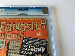 Fantastic Four 9 Cgc 4.5 3rd Silver Age Sub-mariner App Marvel Comics 1962