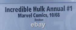 Incredible Hulk Annual #1 CGC 8.5 BOSTON PEDIGREE Vintage Marvel (1968)