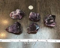 LOT OF 5 AMETHYST POINTS WithSUPER 7-LIKE INCLUSIONS BRAZIL REIKI 176g