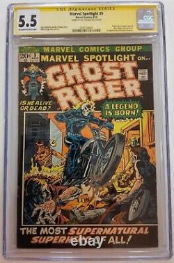 Marvel Spotlight #5 Cgc 5.5 Signed Roy Thomas 1st Ghost Rider Johnny Blaze
