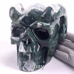 NIce 6.3'' Natural Aquatic Agate GEODE Carved Crystal Skull, Super Realistic