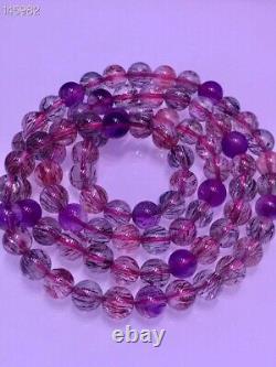 Natural Quartz Red Super Seven Beads 3 Laps Bracelet 6.3mm AAAAA