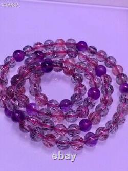 Natural Quartz Red Super Seven Beads 3 Laps Bracelet 6.3mm AAAAA