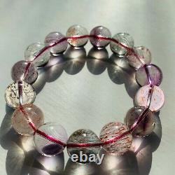 Natural Super Seven Melody Round Beads Crystal Elastic Bracelet Healing 14mm
