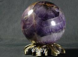 RARE Polished Natural Chevron Amethyst Cacoxenite Super 7 Sphere 110mm Ball Orb