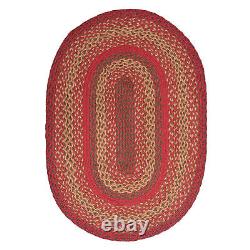 Red Braided Farmhouse Jute Rug in Rectangles Oval Runner for Kitchen