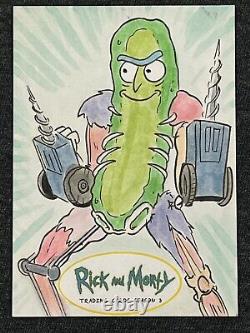 Rick and Morty Cryptozoic Season 3 Sketch Card Jeff Sornig 1/1 Pickle Rick