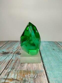 Super Andara Crystal Natural Cutting Light Green 518gr with base for Decoration