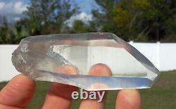 Super Clear Lemurian Quartz Crystal Point with Timelines & Great Contact Keys