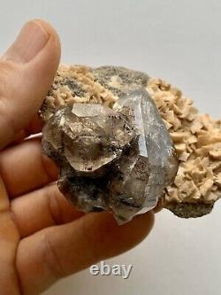 Super Unique Herkimer Diamond Cluster on matrix with Dolomite, Dark Crystals
