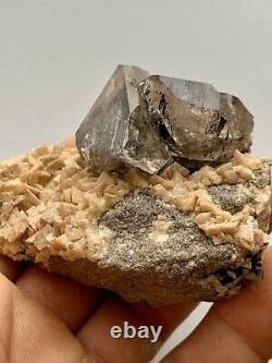 Super Unique Herkimer Diamond Cluster on matrix with Dolomite, Dark Crystals