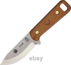 TOPS CUB-Compact Fixed Knife 3.62 1095 Steel Blade Natural Tan Micarta Handle